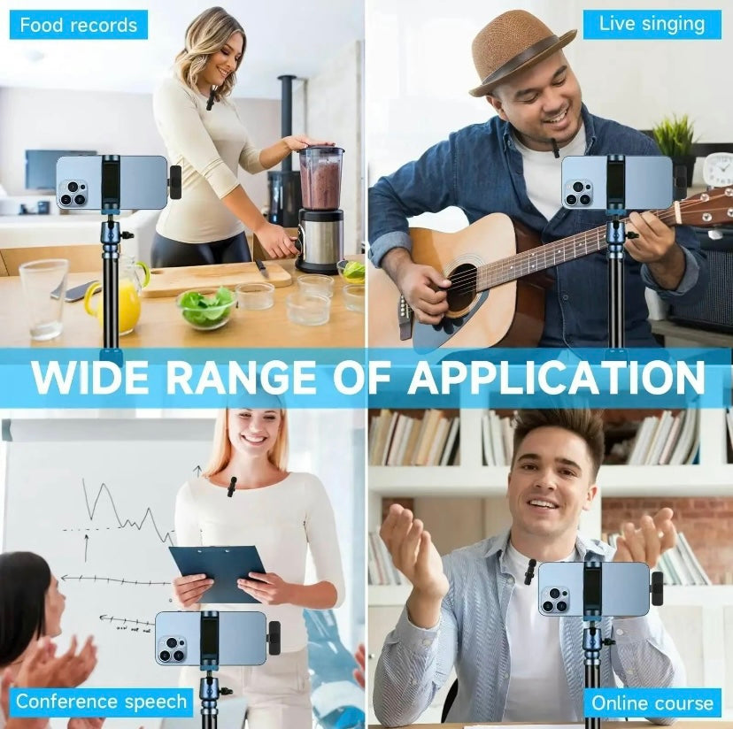 Wireless Lavalier Microphone for iPhone Type-C and Android.